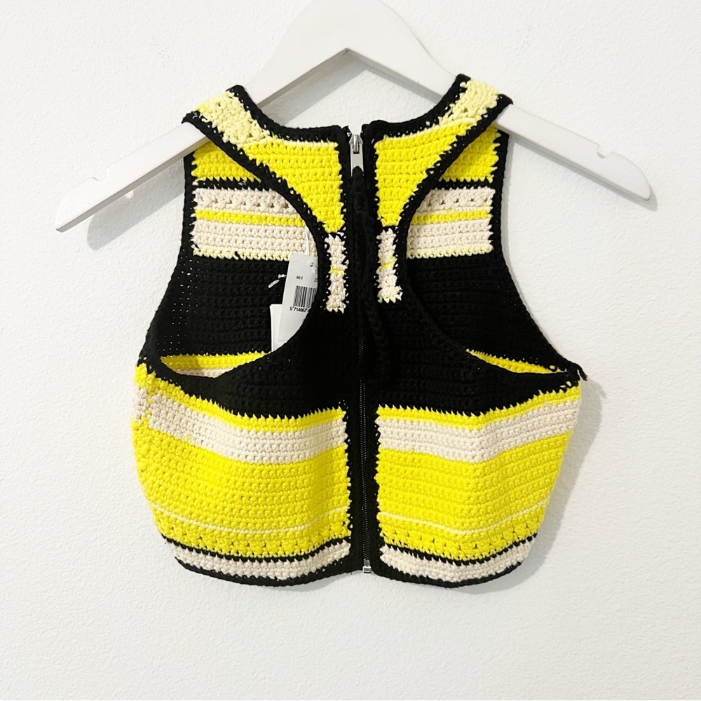 NWT GANNI Crochet Racerback Top in Golden Kiwi Stripe Size 38 * - Picture 4 of 6